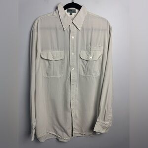 TravelSmith Black and White Button Down long sleeve shirt size Large